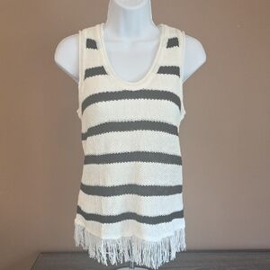 Striped Fringe Hem Tank Top